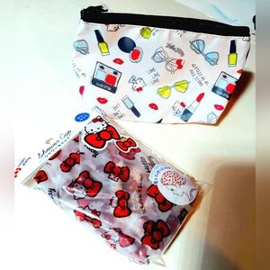 Hello Kitty Cosmetic/Travel Bag w/ Hello Kitty Shower Cap